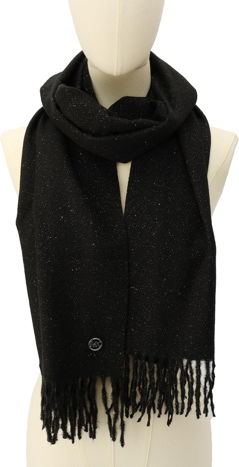 image:imageMichael Kors Womens Metallic Herringbone Wrap Stylish Fashion AccessoryBlack Silver Metal