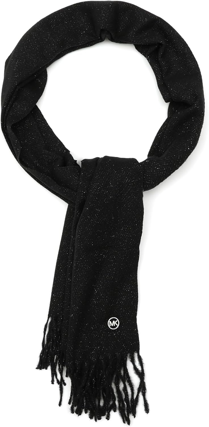 image:imageMichael Kors Womens Metallic Herringbone Wrap Stylish Fashion AccessoryBlack Silver Metal