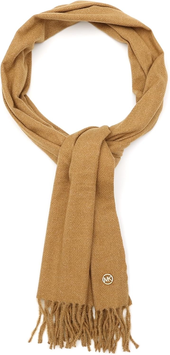 image:imageMichael Kors Womens Metallic Herringbone Wrap Stylish Fashion AccessoryDark Camel Gold Me