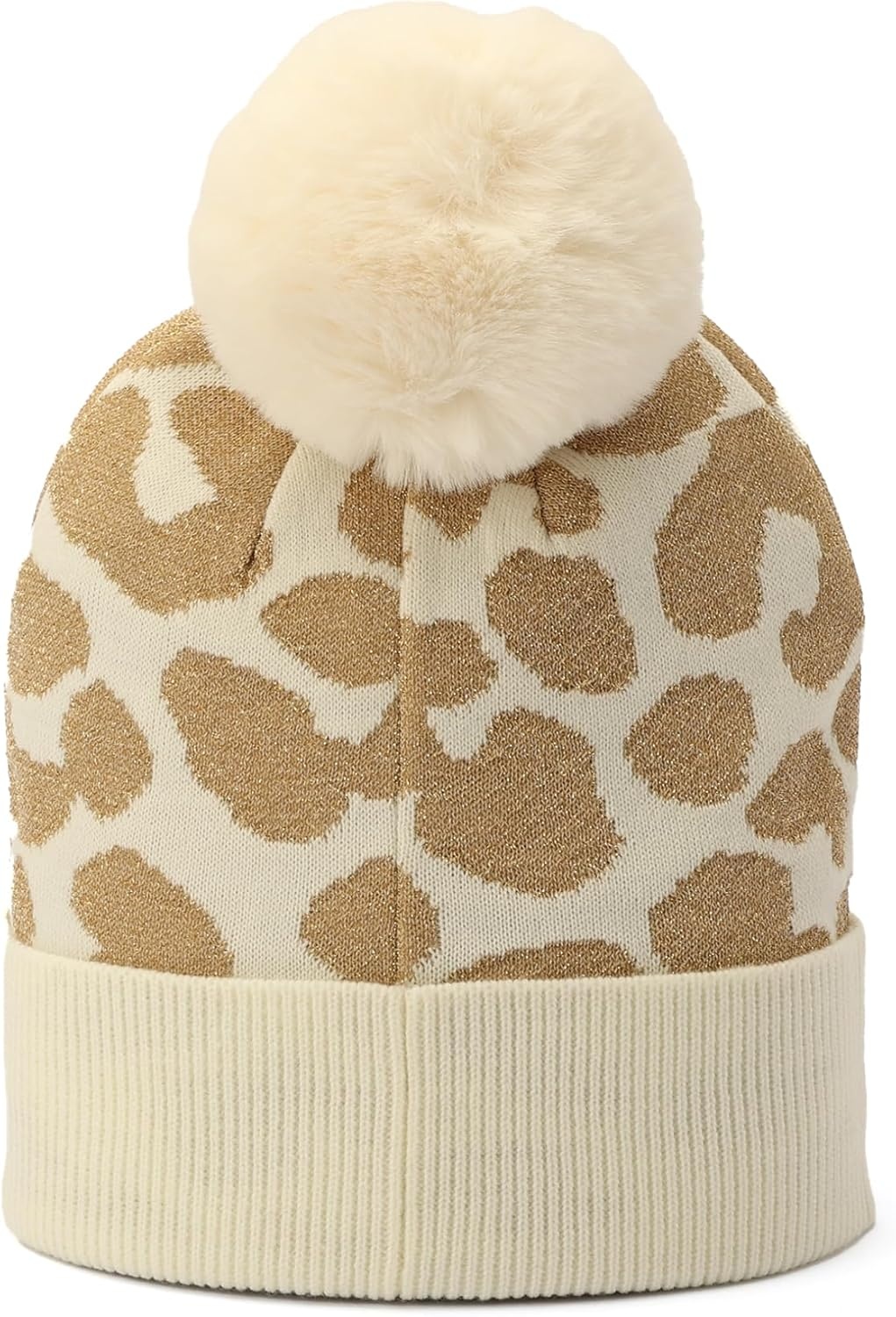 image:imageMichael Kors Womens Metallic Leopard Cuff Hat Stylish Beanie amp Fashion Accessory CapCream Gold Metalli