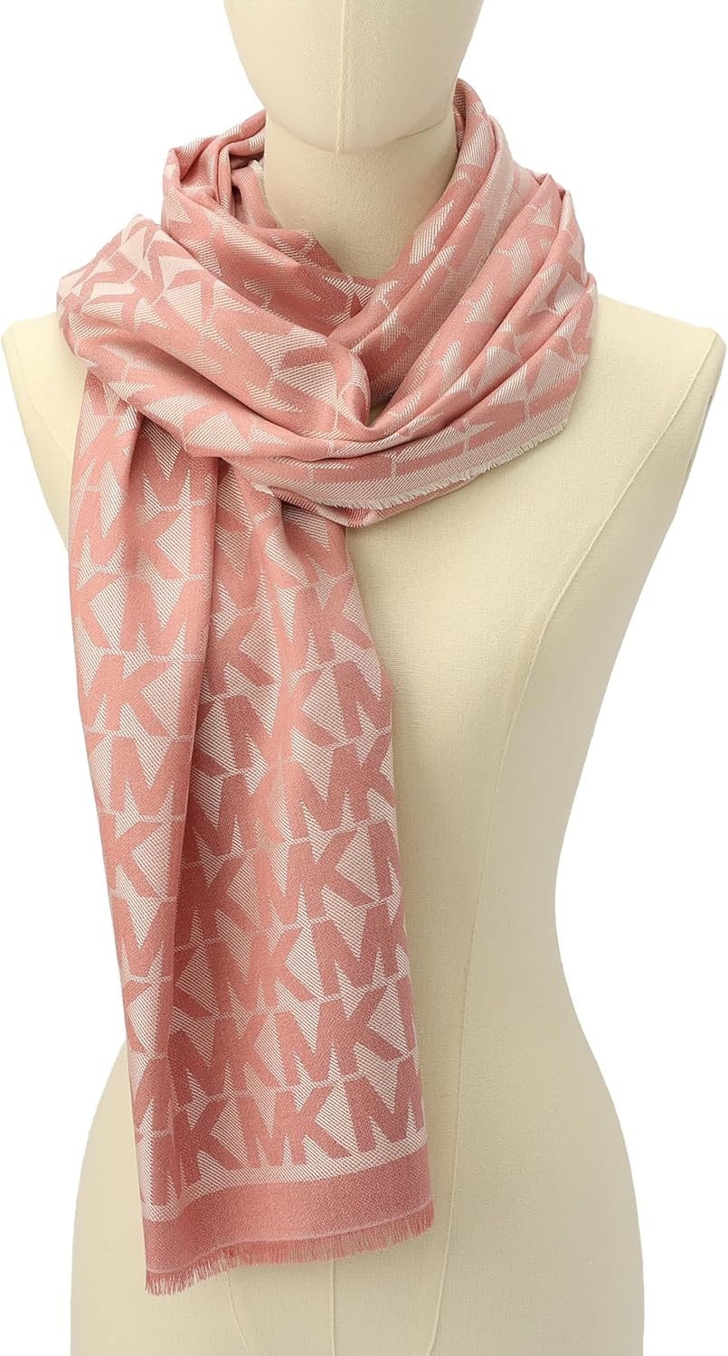 image:imageMichael Kors Womens Mk Charm Colorblocked Lws Scarf Stylish Fashion Accessory for Cold WeatherDusty Rose