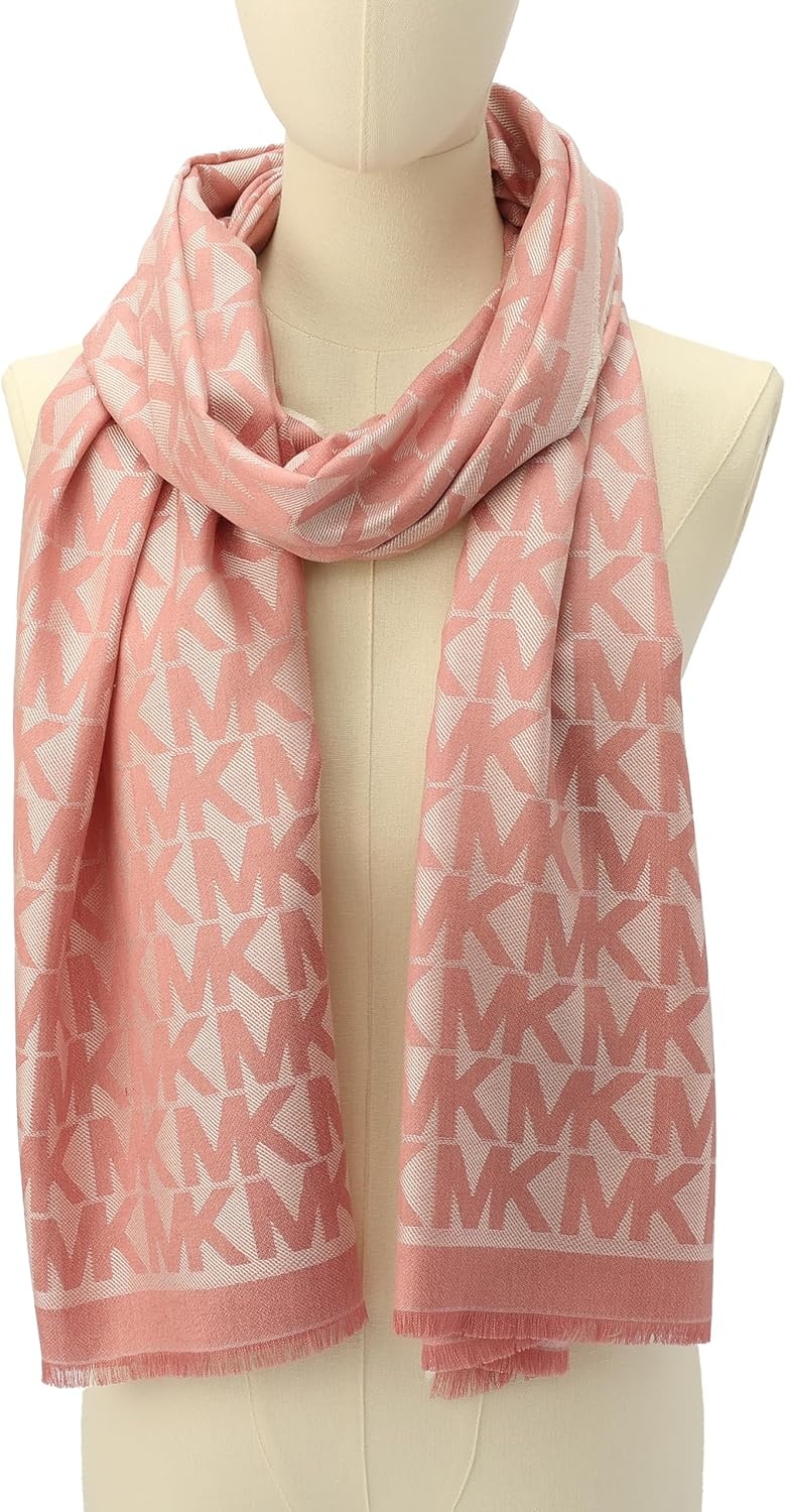 image:imageMichael Kors Womens Mk Charm Colorblocked Lws Scarf Stylish Fashion Accessory for Cold WeatherDusty Rose