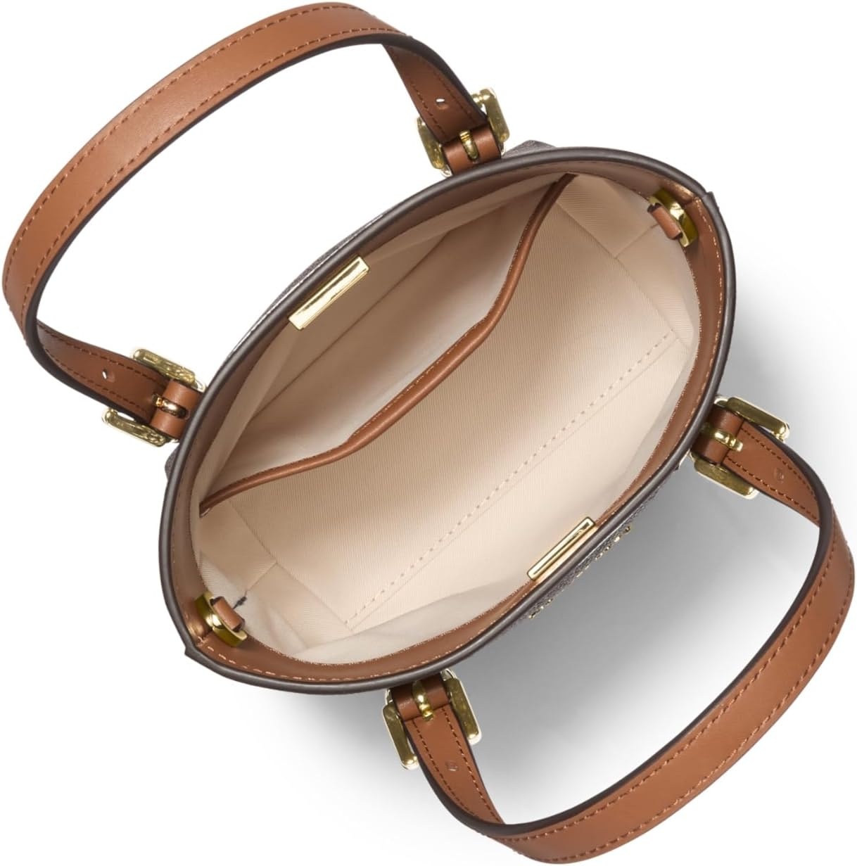 image:imageMichael Kors Womens Quinn Extra Small Tote Crossbody BagGoldtone HardwareMk Signature Coated TwillBrownAcorn