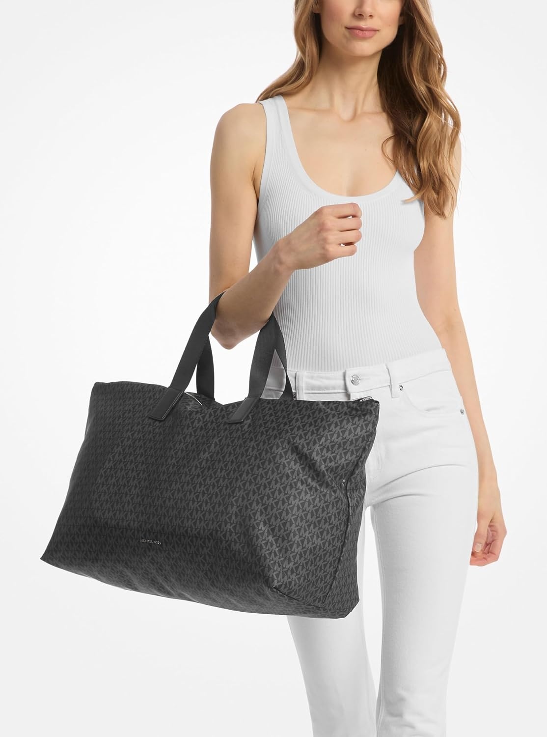 image:imageMichael Kors Womens Tanner Large Packable ToteSilvertone HardwareBlack