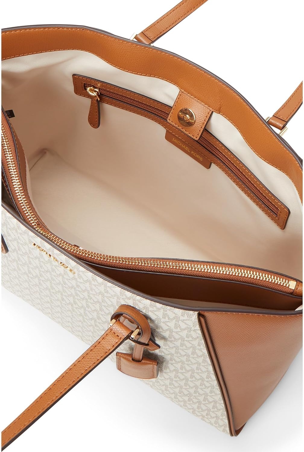 image:imageMichael Kors Womens Taryn Large Multifunctional Topzip Tote BagGoldtone HardwareVanillaAcorn