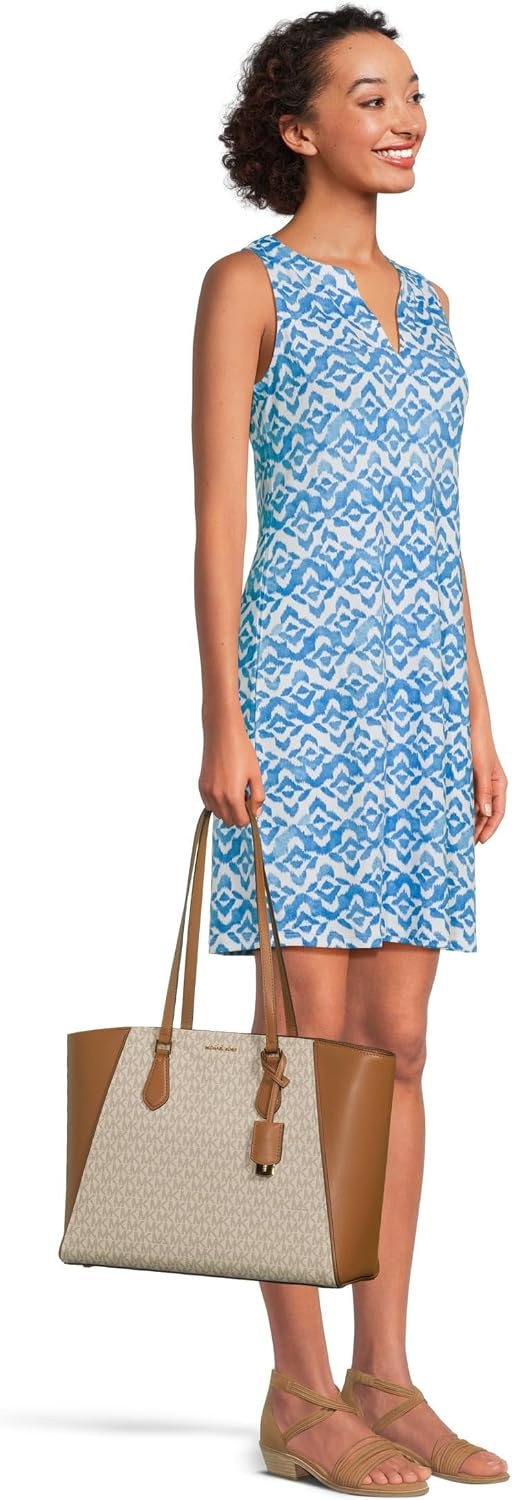 image:imageMichael Kors Womens Taryn Large Multifunctional Topzip Tote BagGoldtone HardwareVanillaAcorn