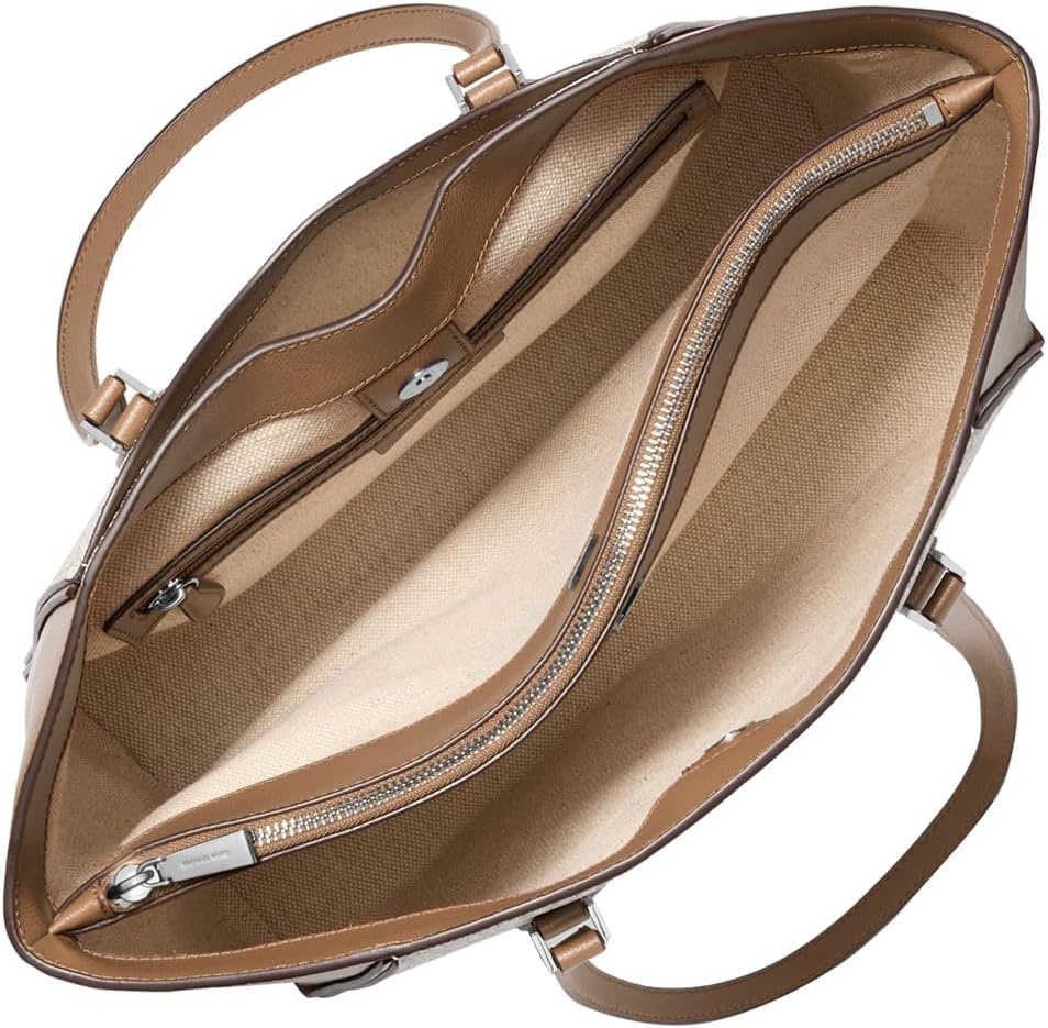 image:imageMichael Kors Womens Taryn Large Multifunctional Topzip Tote BagSilvertone HardwareDriftwood