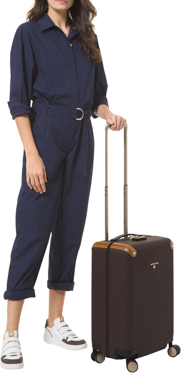 image:imageMichael Kors Womens Travel Small Hardcase TrolleySilverTone HardwareBrownAcorn
