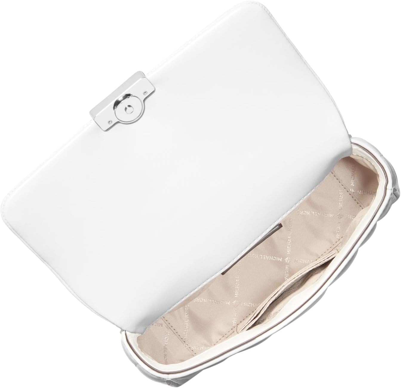 image:imageMichael Kors Womens Tribeca Small Convertible Chain Shoulder BagSilvertone HardwareBox Quilted Costa Lamb LeatherOptic White