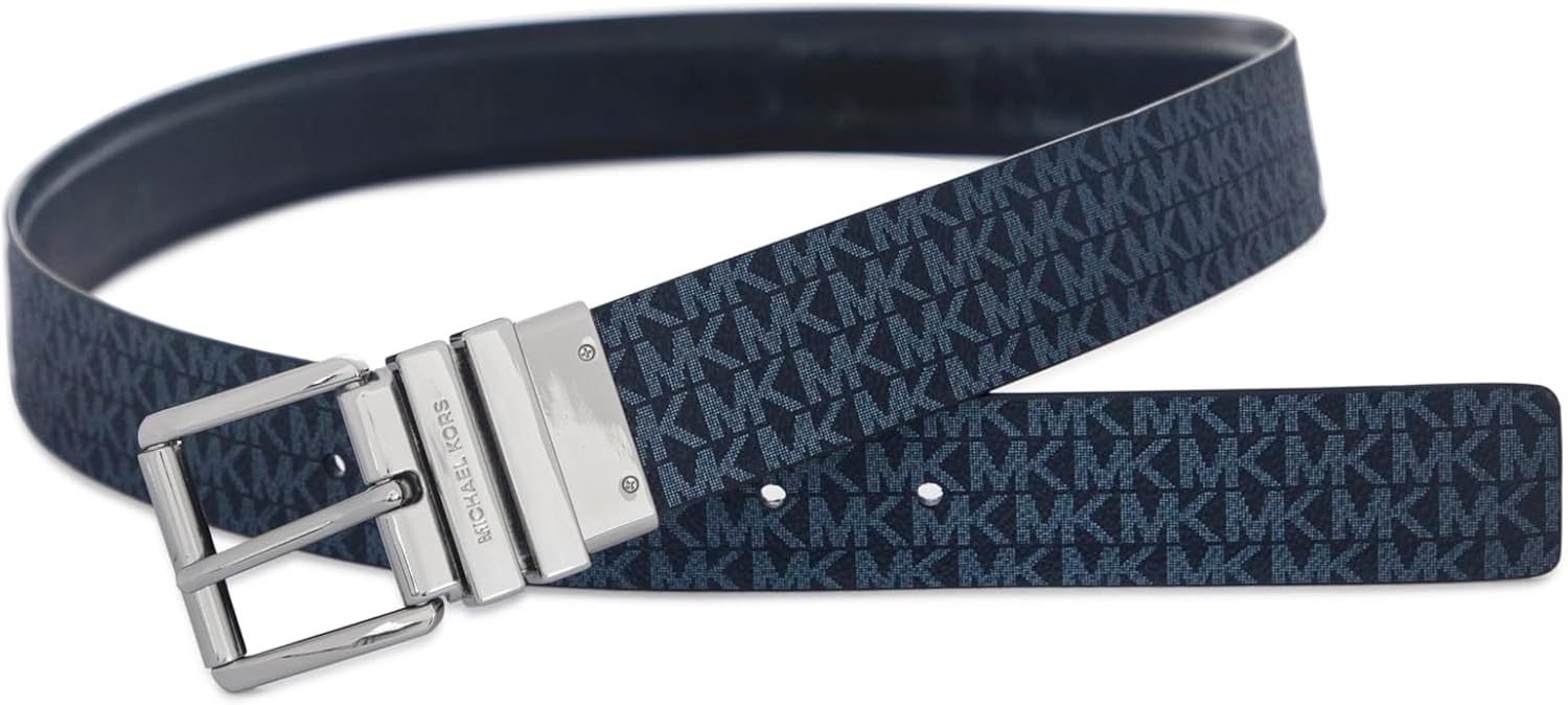 image:imageMichael Kors womens 15 Inch Reversible Belt With Flattened Edge Stylish Fashion AccessoryDark Chambray