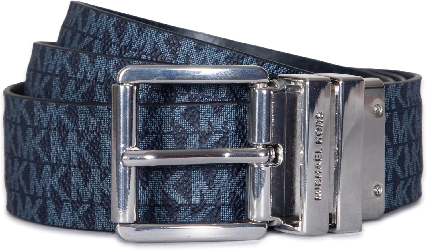 image:imageMichael Kors womens 15 Inch Reversible Belt With Flattened Edge Stylish Fashion AccessoryDark Chambray