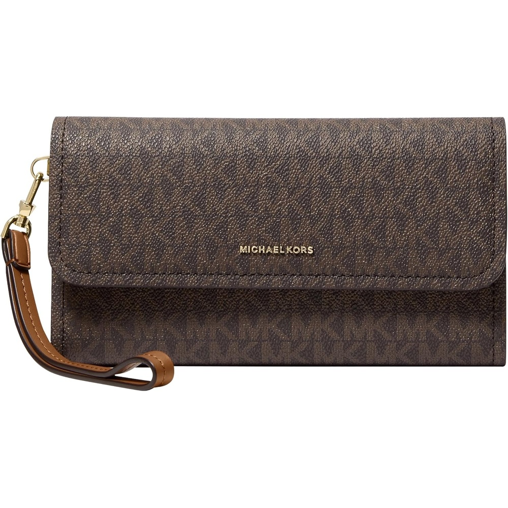 image:imageMICHAEL Michael Kors Jet Set Medium Flap Double Zip WristletBrownAcorn