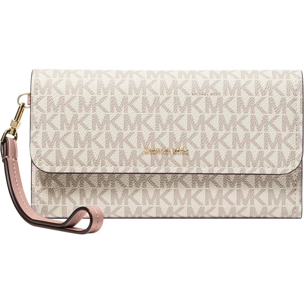 image:imageMICHAEL Michael Kors Jet Set Medium Flap Double Zip WristletVanillaSoft Pink