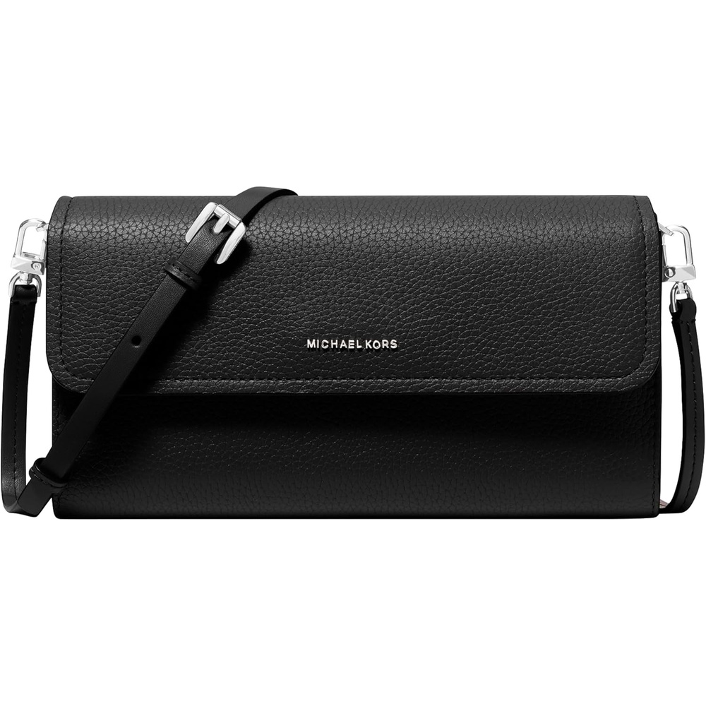 image:imageMICHAEL Michael Kors Jet Set Small East West Phone CrossbodySilvertone HardwareLeatherBlack
