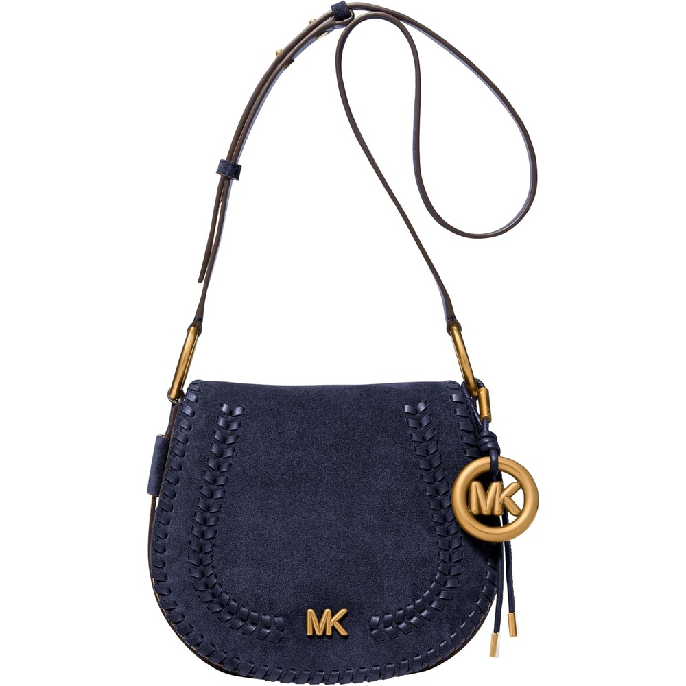 image:imageMICHAEL Michael Kors Josie Medium Saddle Flap MessengerGoldtone HardwareLeatherDress Blues