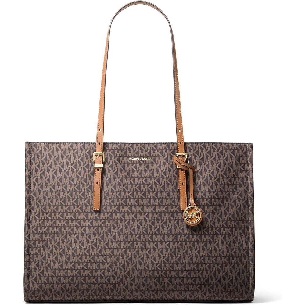 image:imageMICHAEL Michael Kors Womens Zadie Large East West Multi Function ToteLeatherBrownAcorn