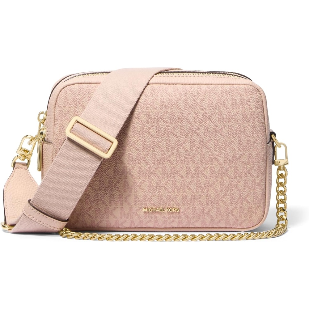 image:imageMichael Kors Bryant Medium Double Zip Chain Camera Crossbody BagGoldtone HardwareMk Signature TwillBallet