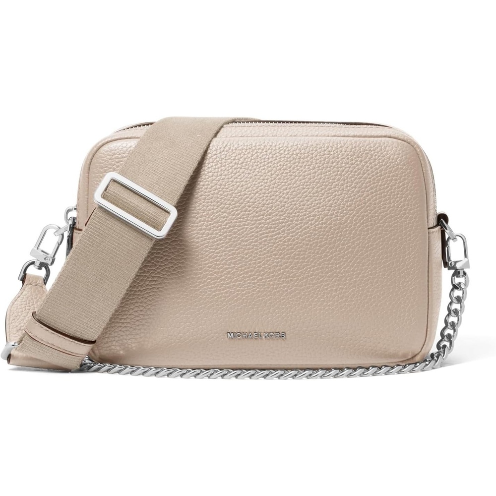 image:imageMichael Kors Bryant Medium Double Zip Chain Camera Crossbody BagLight Sand