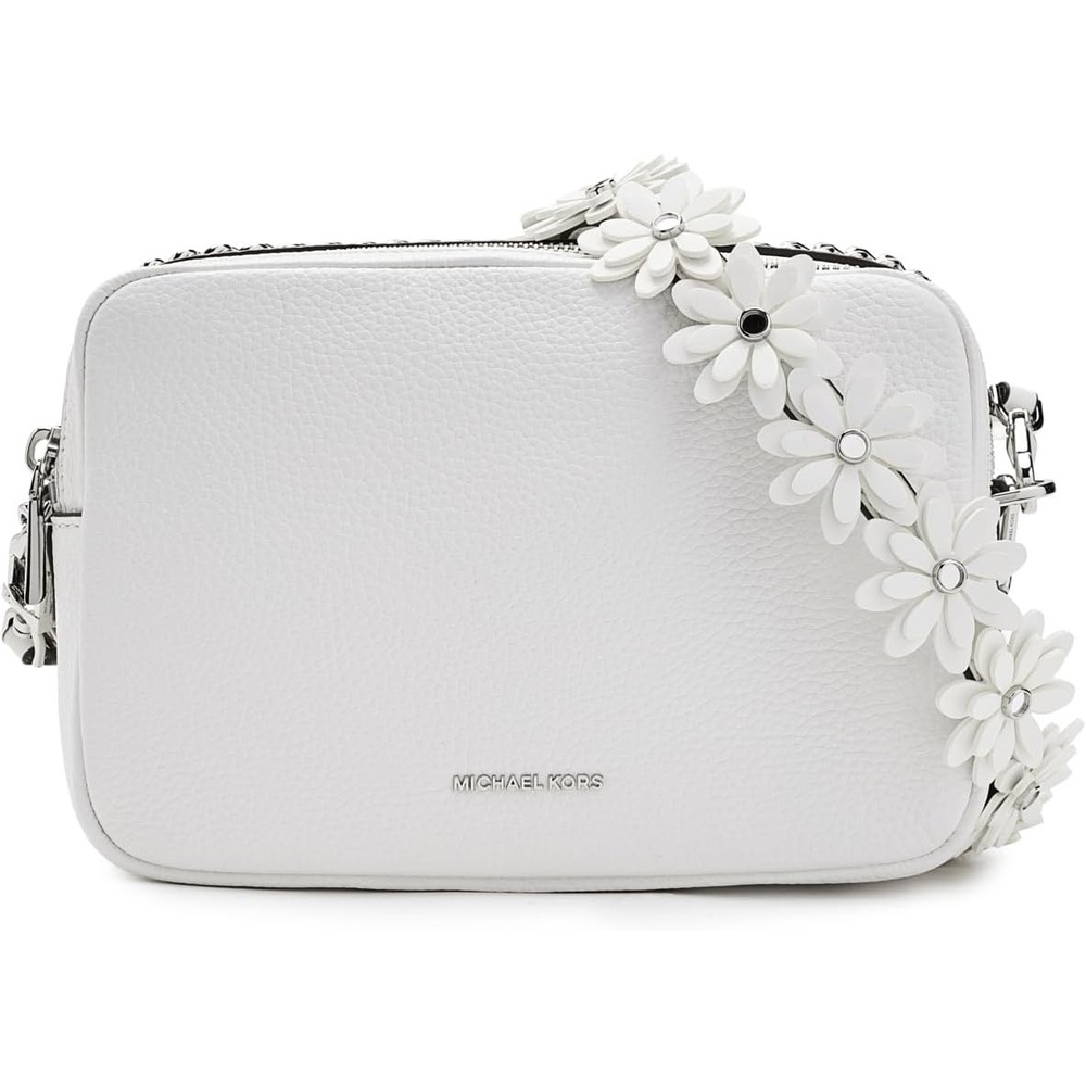 image:imageMichael Kors Bryant Medium Double Zip Chain Camera Crossbody BagOptic White