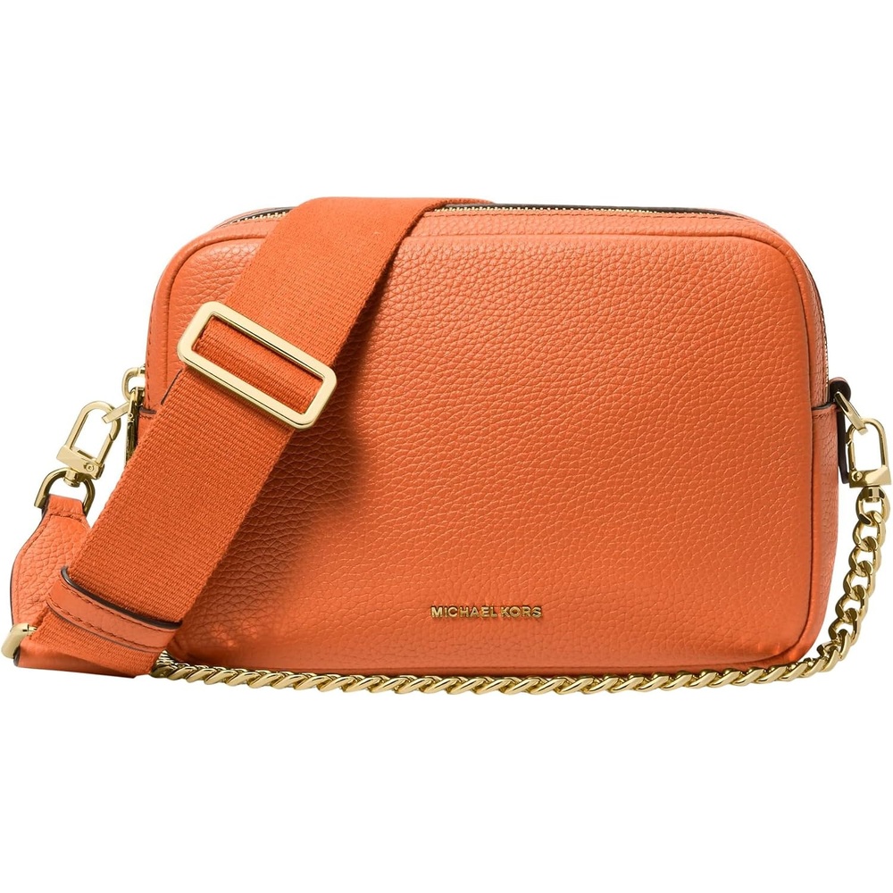 image:imageMichael Kors Bryant Medium Double Zip Chain Camera Crossbody BagOrange Punch