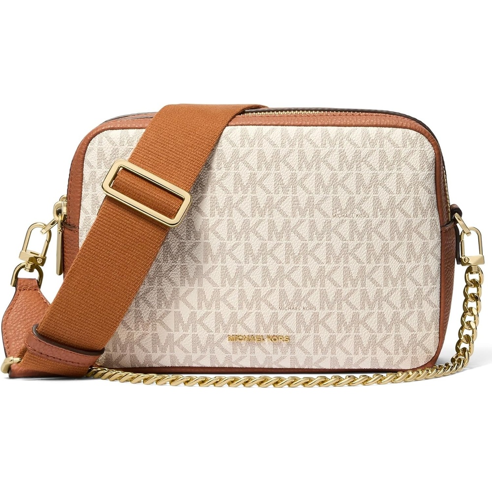 image:imageMichael Kors Bryant Medium Double Zip Chain Camera Crossbody BagVanillaAcorn