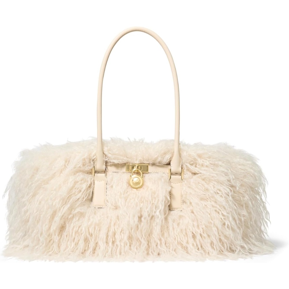 image:imageMichael Kors Hamilton Moderne Small Shoulder ToteGoldtone HardwareFaux Wavy ShearlingNatural