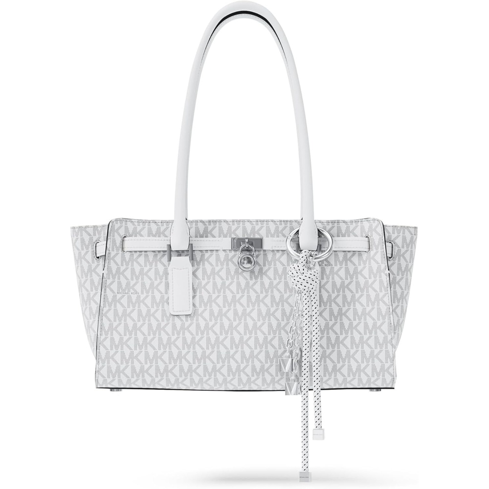 image:imageMichael Kors Hamilton Moderne Small Shoulder ToteSilvertone HardwareSignature Coated TwillOptic WhiteAllum