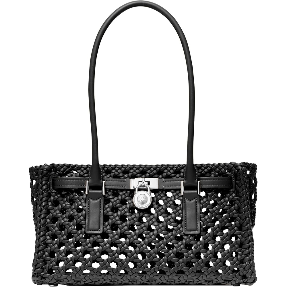 image:imageMichael Kors Hamilton Moderne Small Shoulder ToteSilvertone HardwareSoft Goat NappaBlack