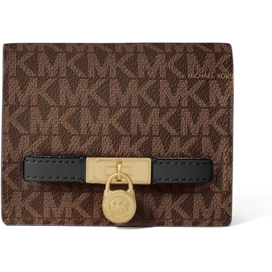 image:imageMichael Kors Hamilton Small Compact Wallet GoldTone HardwareMK Signature Coated TwillVanillaAcornGoldtone HardwareMk Signature Coated TwillBrownBlack