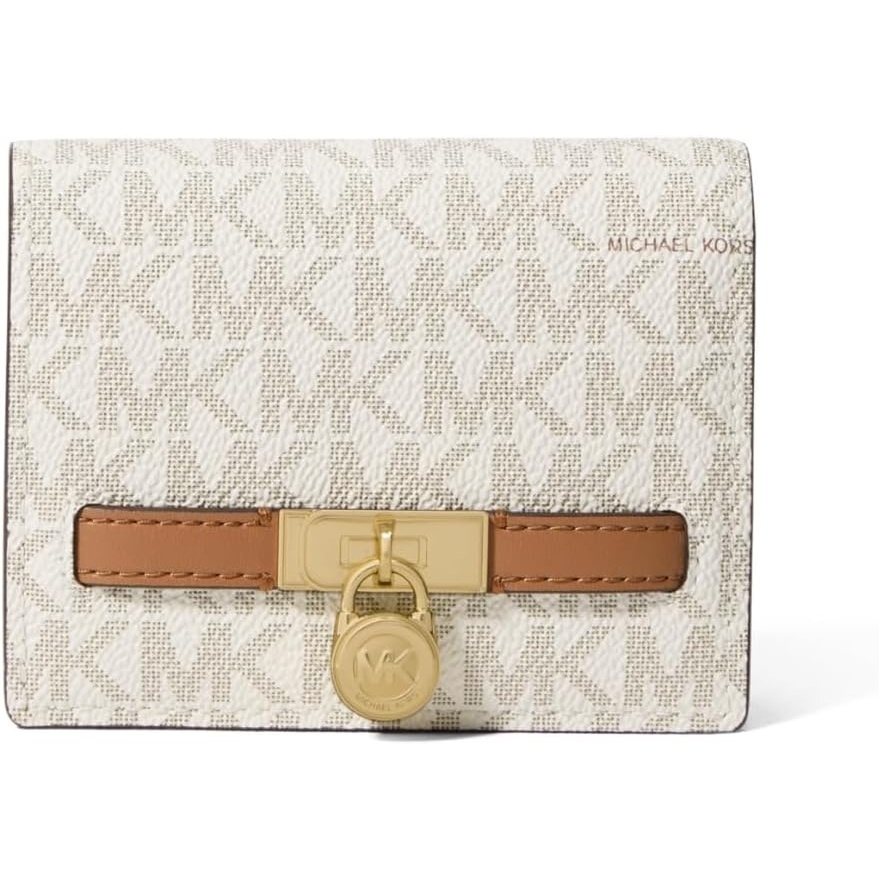 image:imageMichael Kors Hamilton Small Compact Wallet GoldTone HardwareMK Signature Coated TwillVanillaAcornGoldtone HardwareMk Signature Coated TwillVanillaAcorn