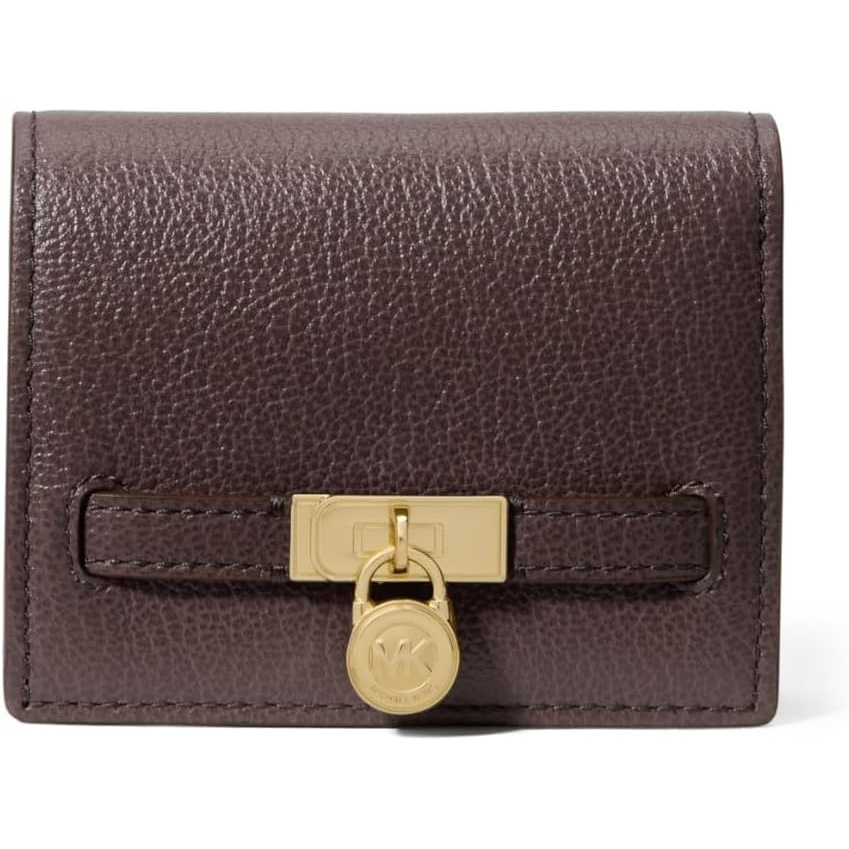 image:imageMichael Kors Hamilton Small Compact Wallet GoldTone HardwareMK Signature Coated TwillVanillaAcornGoldtone HardwareUrbino LeatherChocolate