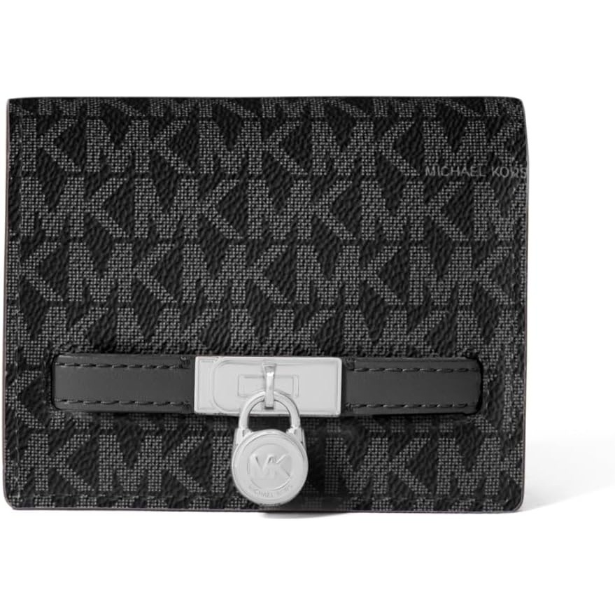 image:imageMichael Kors Hamilton Small Compact Wallet GoldTone HardwareMK Signature Coated TwillVanillaAcornSilvertone HardwareTonal Mk Signature Coated TwillBlack