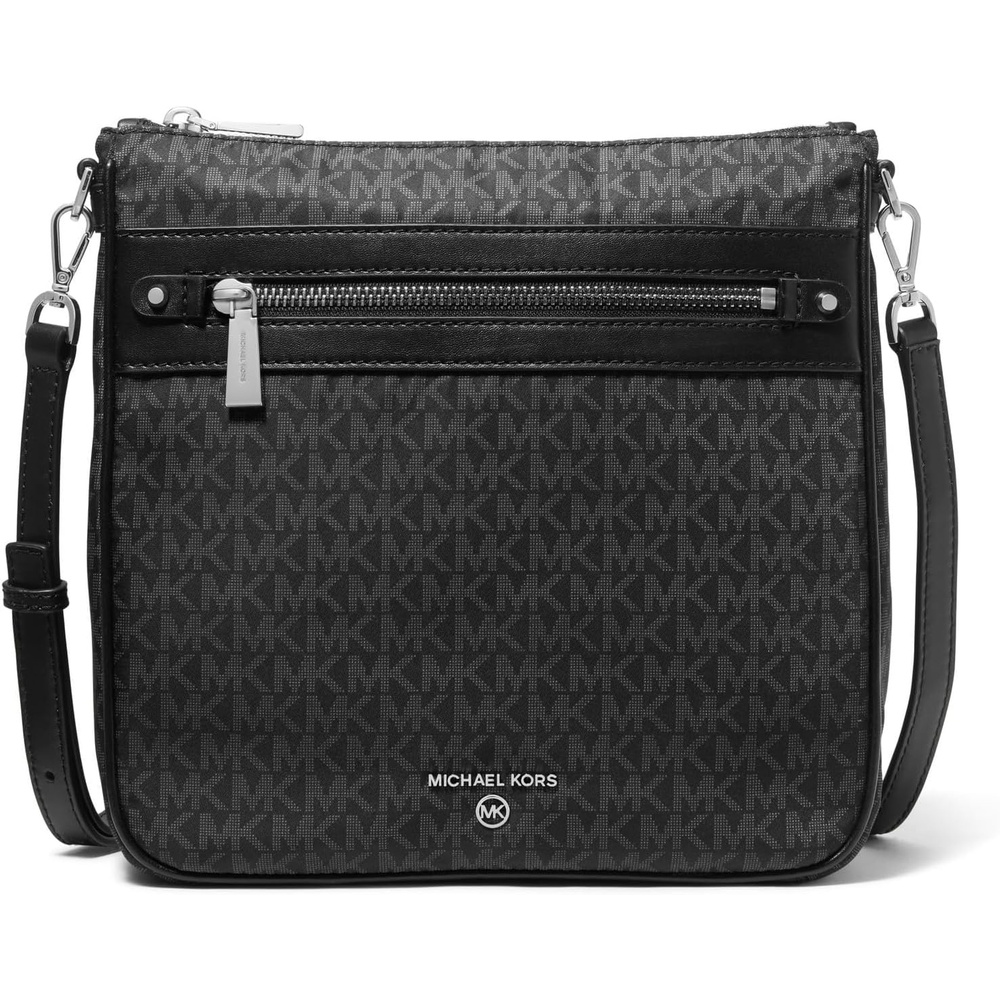 image:imageMichael Kors Jet Set Charm Large Crossbody BagSilvertone HardwareTonal Mk Signtuare NylonBlack