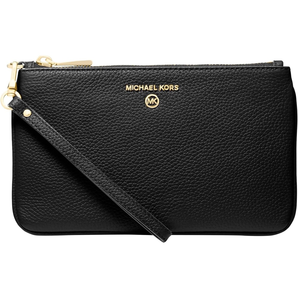 image:imageMichael Kors Jet Set Charm Medium Top Zip WristletGoldtone HardwareBlack