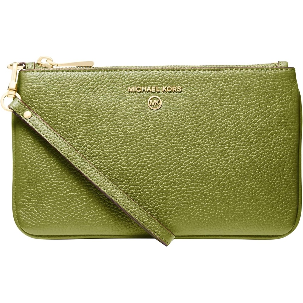 image:imageMichael Kors Jet Set Charm Medium Top Zip WristletGoldtone HardwareMeadow Green