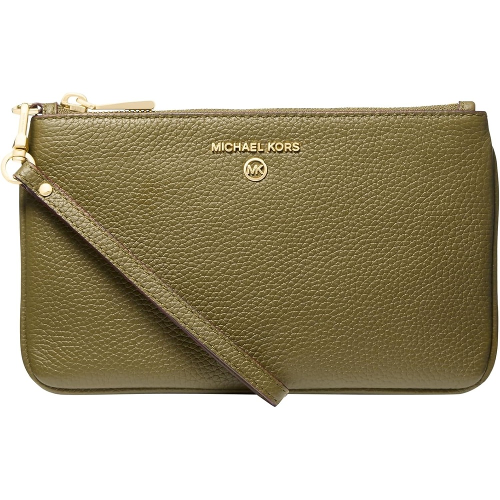 image:imageMichael Kors Jet Set Charm Medium Top Zip WristletGoldtone HardwareSafari Green