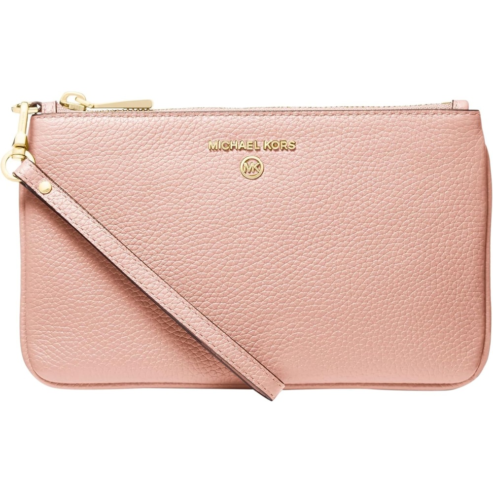 image:imageMichael Kors Jet Set Charm Medium Top Zip WristletGoldtone HardwareSoft Pink