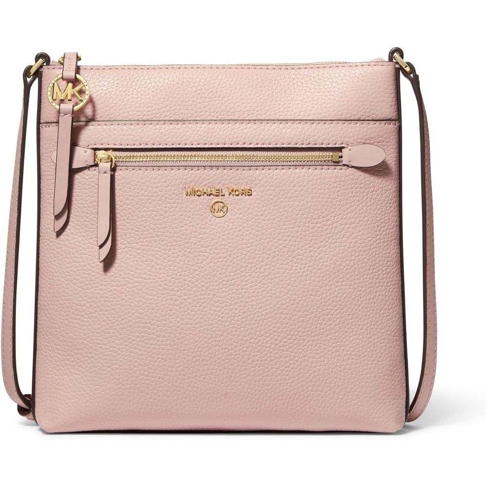 image:imageMichael Kors Jet Set Charm Small Flat Crossbody BagGoldtone HardwarePebble LeatherSoft Pink