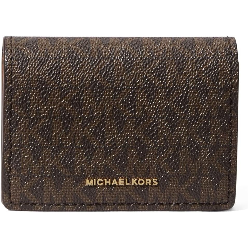 image:imageMichael Kors Jet Set Small Flap Card CaseGoldtone HardwareMk Signature Coated TwillBrownAcorn