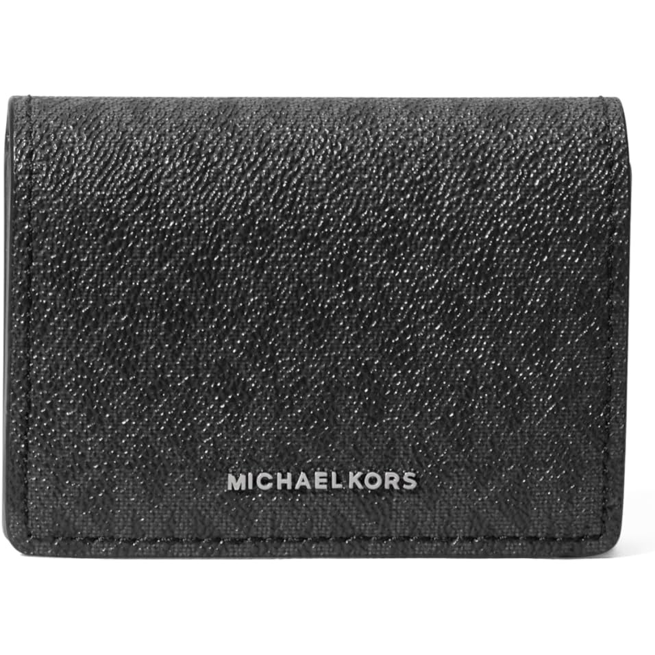 image:imageMichael Kors Jet Set Small Flap Card CaseSilvertone HardwareTonal Mk Signature Coated TwillBlack