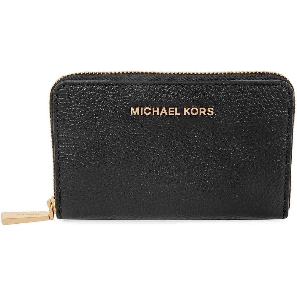 image:imageMichael Kors Jet Set Small Zip Around Card Case SilverTone HardwareSignature Coated TwillOptic WhiteAllumGoldtone HardwareBlack