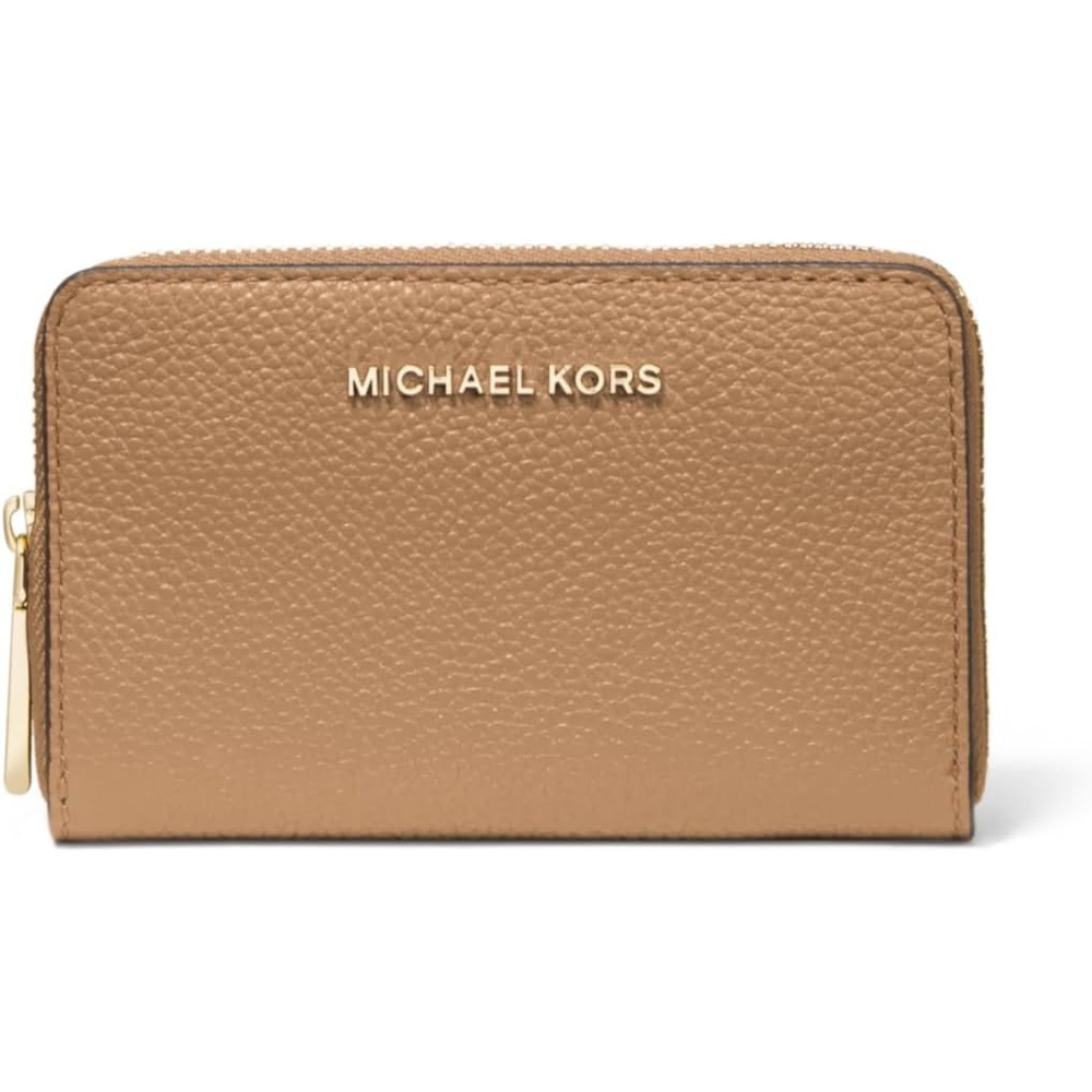 image:imageMichael Kors Jet Set Small Zip Around Card Case SilverTone HardwareSignature Coated TwillOptic WhiteAllumGoldtone HardwarePebble LeatherHusk