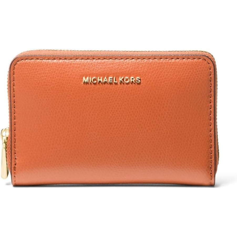 image:imageMichael Kors Jet Set Small Zip Around Card Case SilverTone HardwareSignature Coated TwillOptic WhiteAllumOrange Punch