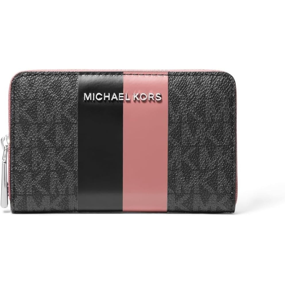 image:imageMichael Kors Jet Set Small Zip Around Card Case SilverTone HardwareSignature Coated TwillOptic WhiteAllumRose