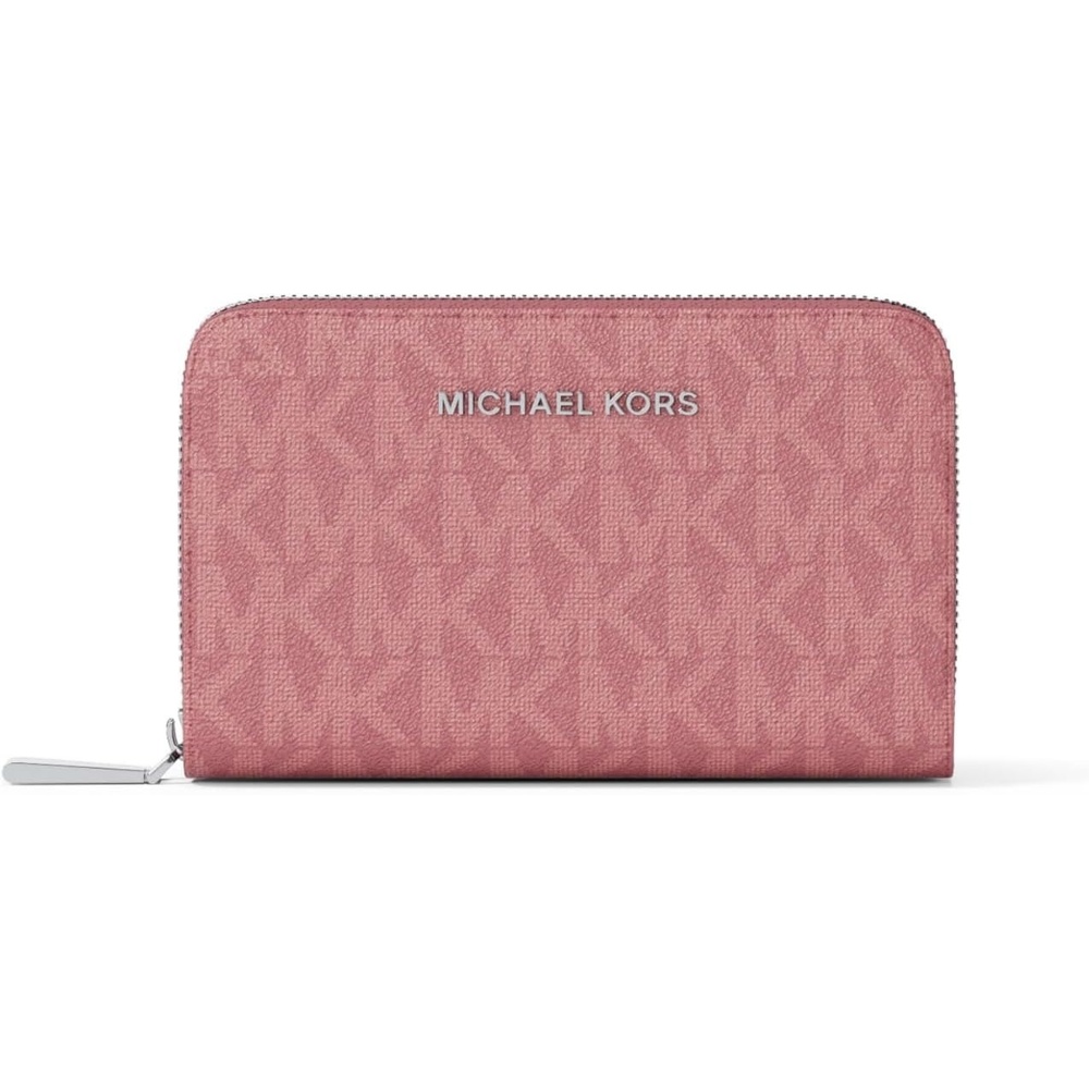 image:imageMichael Kors Jet Set Small Zip Around Card Case SilverTone HardwareSignature Coated TwillOptic WhiteAllumSilvertone HardwareSignature Coated TwillRosewood