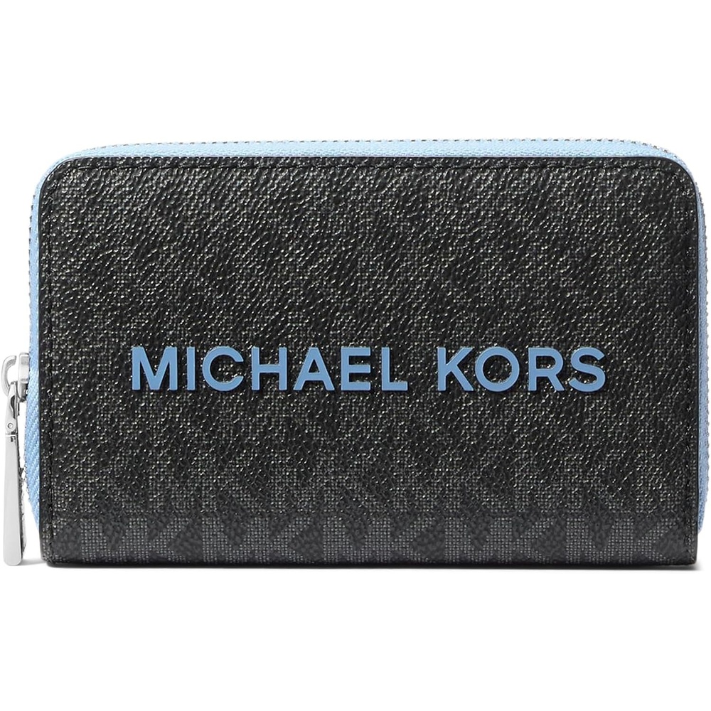 image:imageMichael Kors Jet Set Small Zip Around Card Case SilverTone HardwareSignature Coated TwillOptic WhiteAllumSouth Pacific