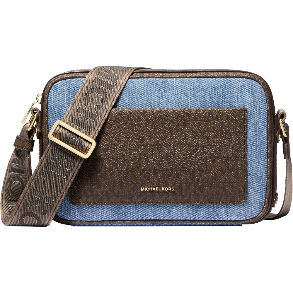 image:imageMichael Kors Maeve Large Pocket Crossbody BagGoldtone HardwareWashed DenimNew Horizon