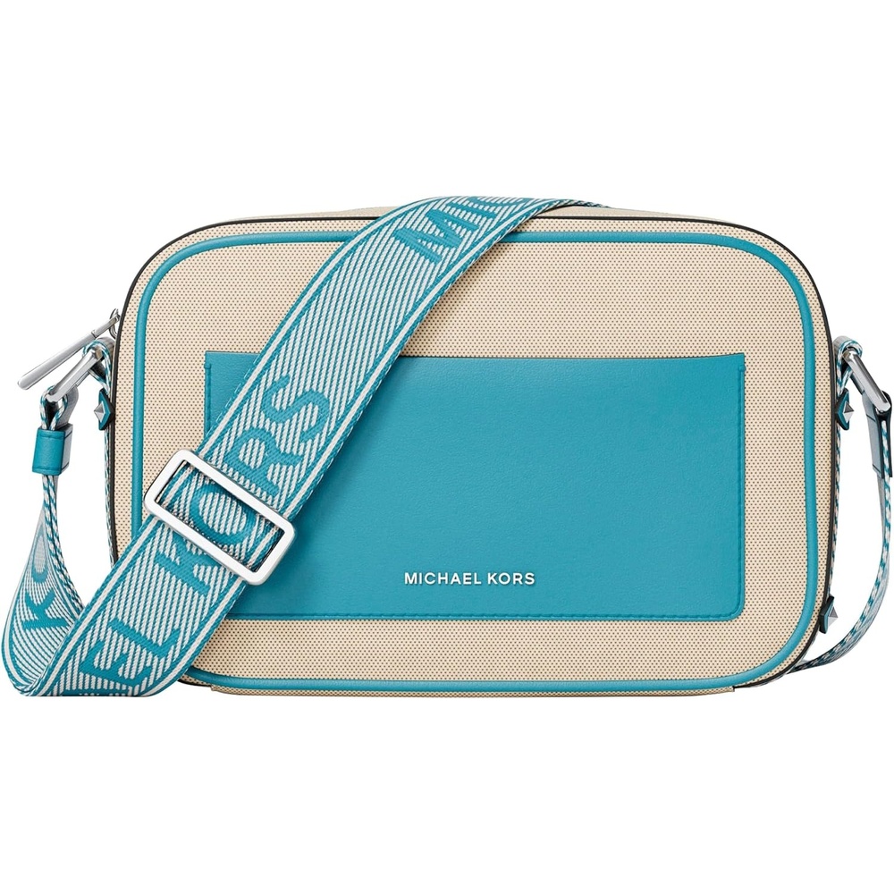 image:imageMichael Kors Maeve Large Pocket Crossbody BagSilvertone HardwareFabricMilos Blue