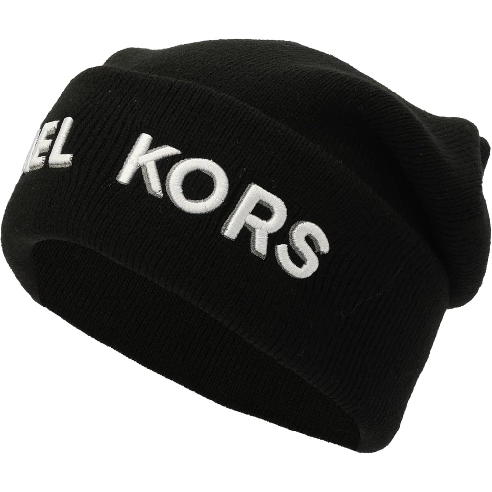 image:imageMichael Kors Mens Embroidered Shadow M Kors Cuff HatBlack