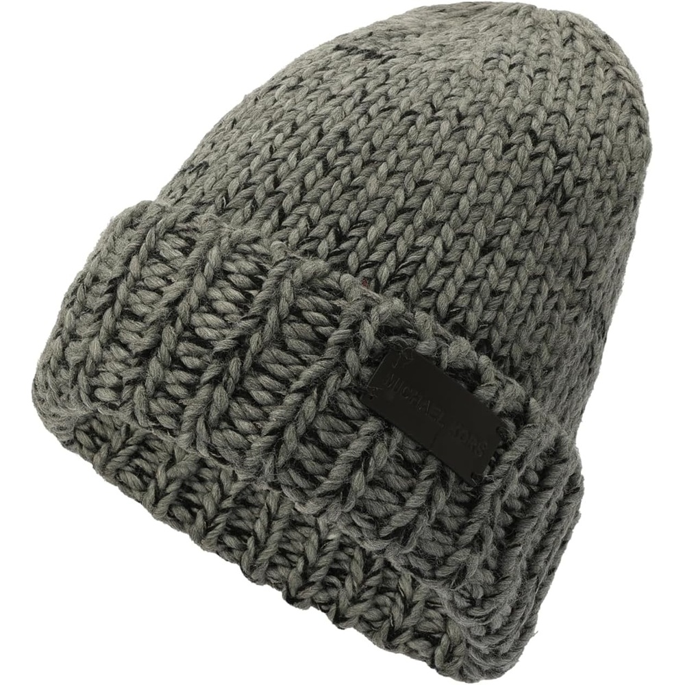 image:imageMichael Kors Mens Marl Yarn Mix Cuff Hat Soft amp Stylish Fashion Accessory for Winter BlackAsh Melange